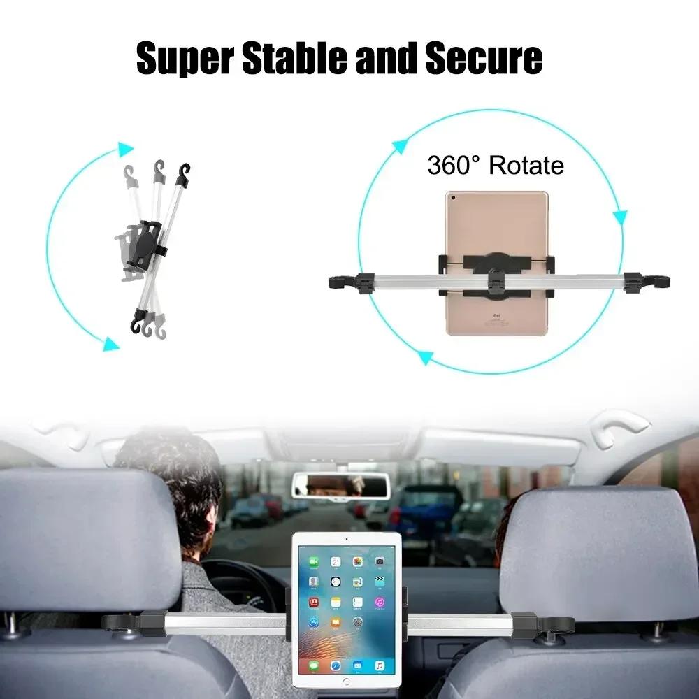 Moverable Tablet Car Mount Stand Clamp 13'' Car Rear Pillow Phone Holder for iPad Pro 12.9 Seat Rear Headrest Mounting Bracket