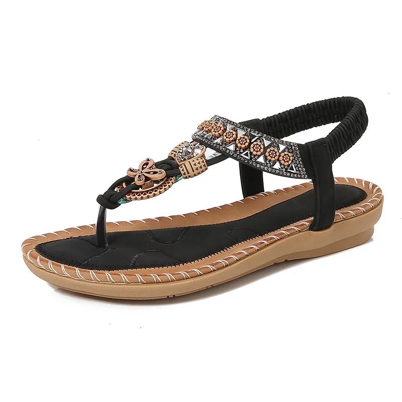 Women Sandals Plus Size 36-43 Shoes for Women 2026 Summer Fashion Rhinestone Platform Flats Comfortable Sandalias De Mujer