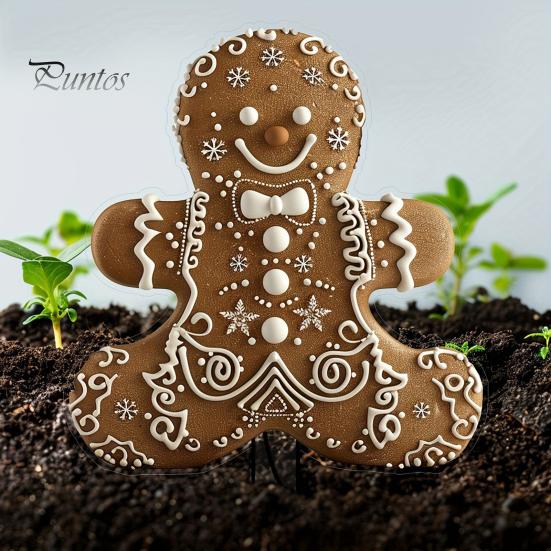 Christmas Outdoor Yard Decoration Gingerbread Man Garden Stake, Acrylic Cute Holiday Lawn Art 2D Flat for Patio Decor Durable Stake