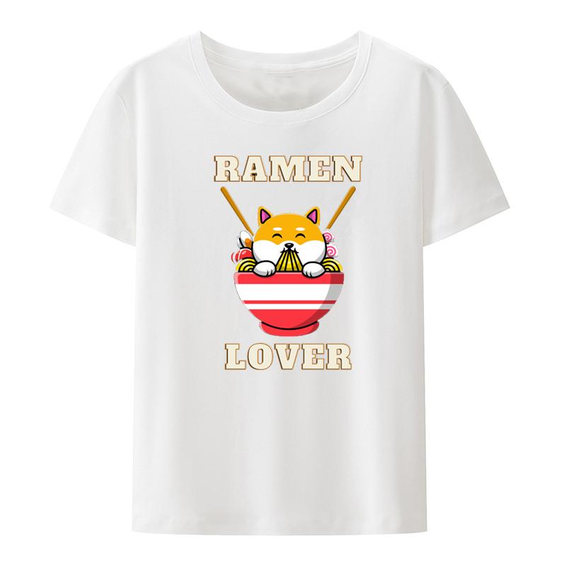 

Ramen Lover Funny Graphic Printed Tshirt Top Camisa Woman Clothes Vintage Pattern Women Clothing Aesthetic Leisure Unique Loose S