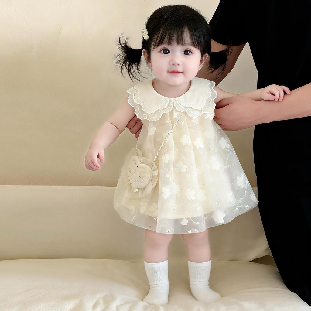 Baby Girl Summer Princess Dress 1 Year Old Toddler Sleeveless Party Gown Cute Floral Sundress for Little Girls
