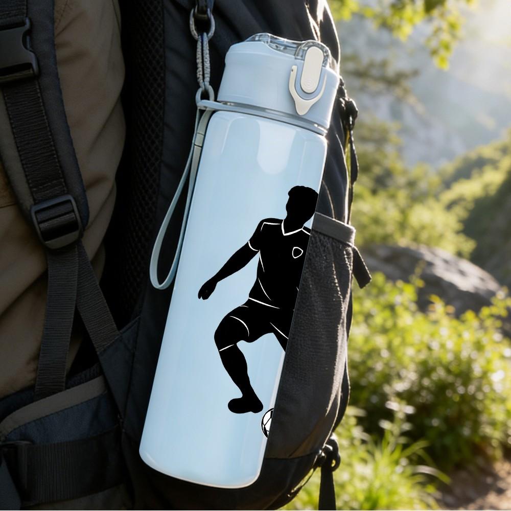 1PC Soccer Football Player 750ml Color Plastic Sports Water Bottle Leakproof Flip Straw Lid Suitable for Sports Office Home Use