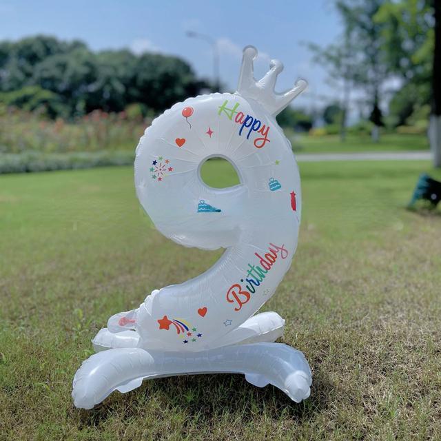 32 Inch Standing White Number Balloons Birthday Decoration Balloons Kids Birthday First Party Girl Banquet Shower Baby Decor 