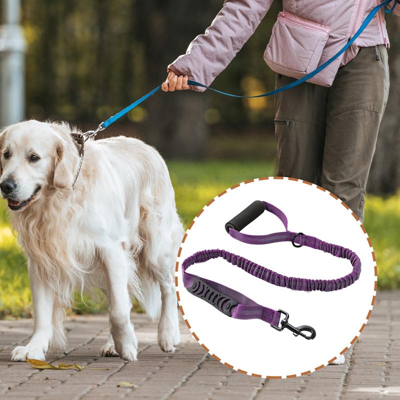 Reflective Dog Lead Shock-Absorbing Elastic Dog Lead High-Density Pet Lead With Handle Wear-Resistant Dog Lead For Walking