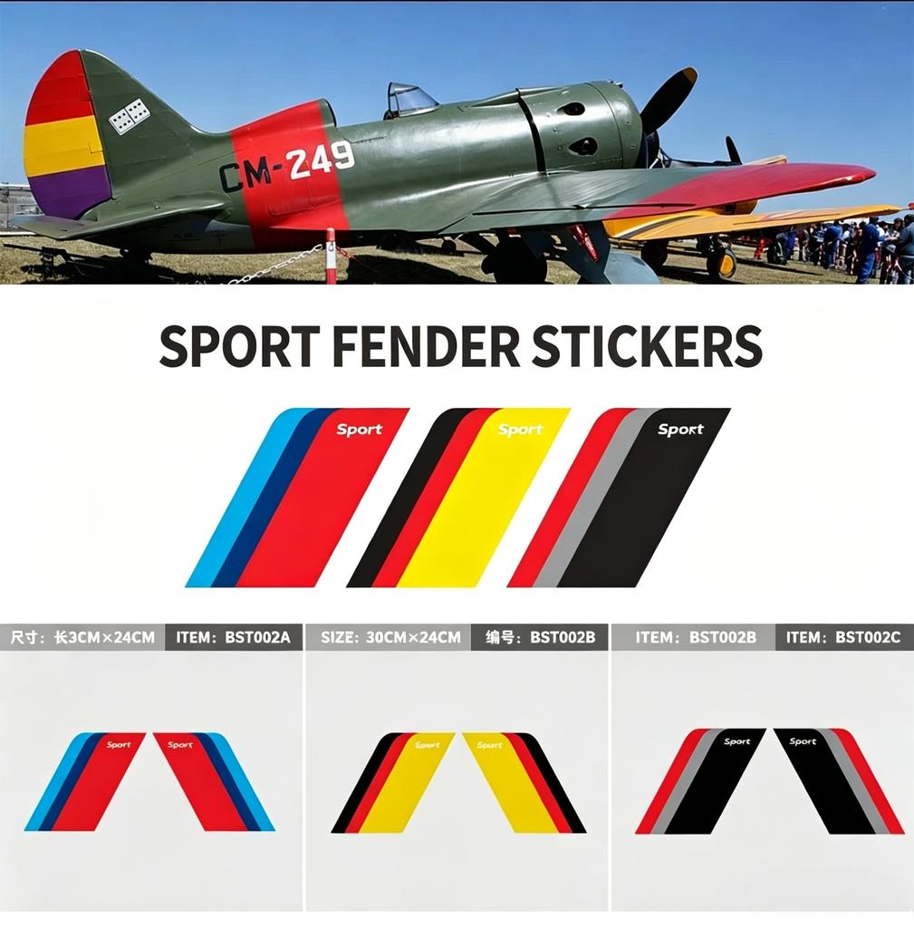 Tri-Color SPORT Car Fender Stickers, Wheel Arch Decor Decals, Personalized Auto Modification Decals Fit for BMW E46 E60 E61 E70 SK8