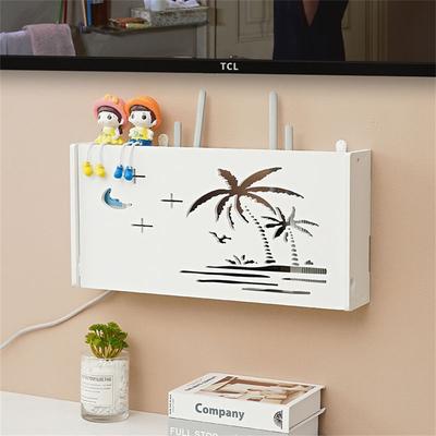 Úložný box na Wi-Fi router, kryt na set-top box se zásuvkami, nástěnný držák, kryt na desku, skrytí kabelů, police s vypínačem, držák do domácí kanceláře, závěsné organizéry