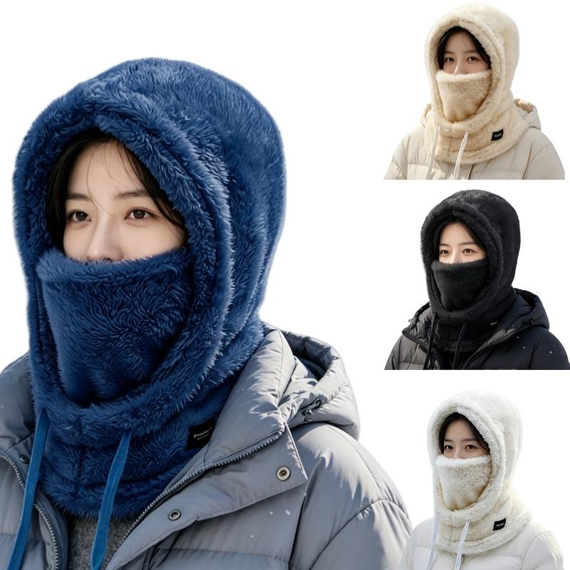 Winter Balaclava Fleece Hat for Women Hooded Scarf Mask Ear Warmer Thick Thermal Cap Integrated Neck Gaiter Winter Hat