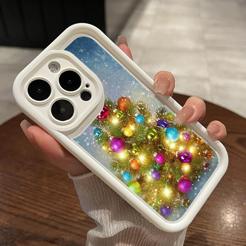 Ae114 Merry Christmas Christmas Tree Art Phone Cases for iPhone 16 14 13 11 Pro Max 15 7 8 6s Plus 12 Mini XR XS Max Angel Eye Ladder Protective Cover