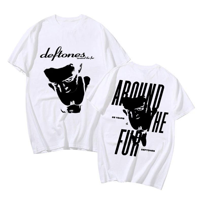 Deftones Graphic Print Tshirts Summer Fashion Streetwear Y2K Vintage Oversize Casual Tops for Women Short Sleeve Tshirts M