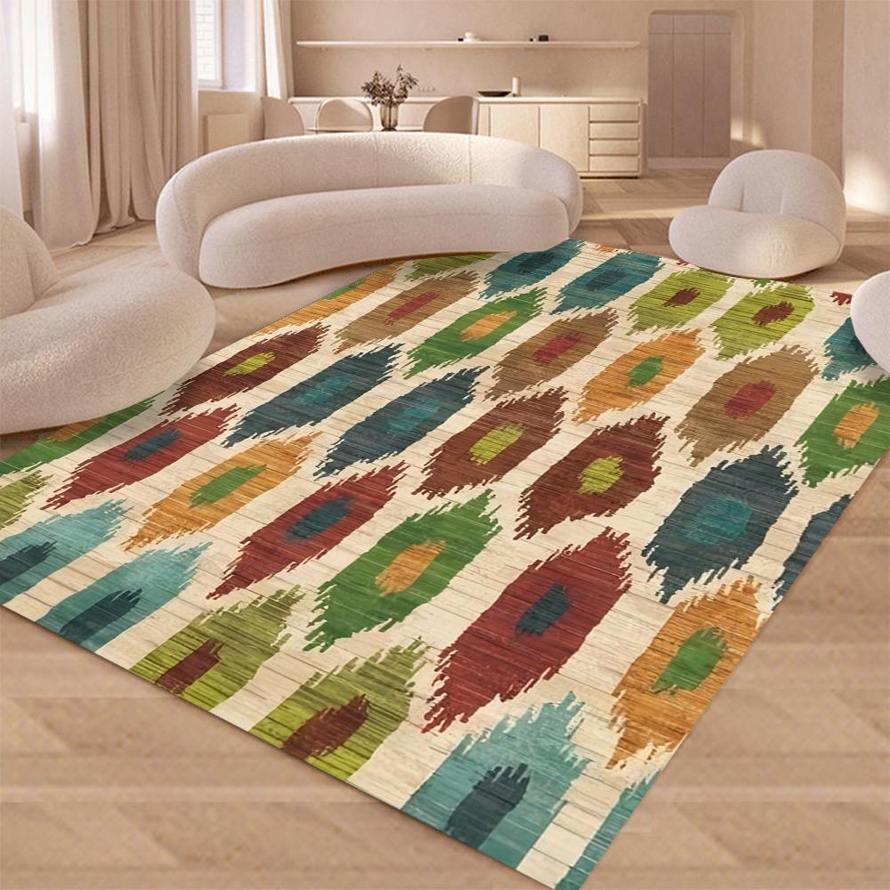 Vintage Tribal Area Rugs Washable Area Rugs for Living Room Bedroom Bathroom Kitchen Doormat Stain Resistant Non-Slip Floor Mat