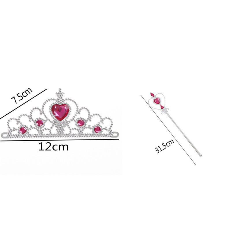 1 Set  Girls Tiara Crown Princess Crown + Magic Wand Girls Hair Accessories