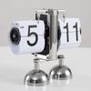 Automatic Page Turning Clock Stainless Steel Double Foot Small Scales Flip Desk Clock Vintage