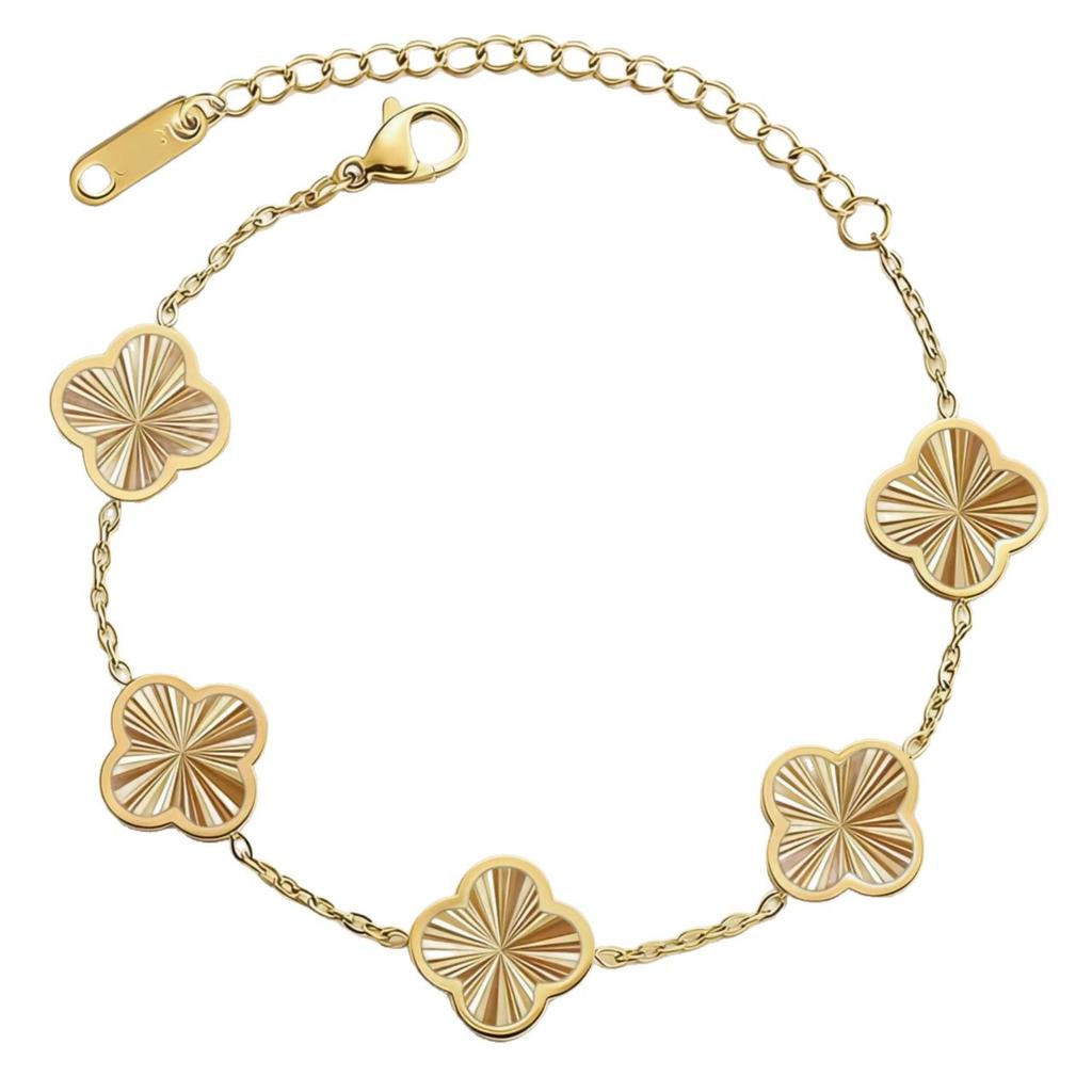 Stylish New Smooth Four-leaf Clover Bracelet Titanium Steel Double-sided Women's Bracelet