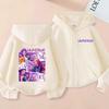 Peripheral print fashion boys and girls zip hoodie casual sweater