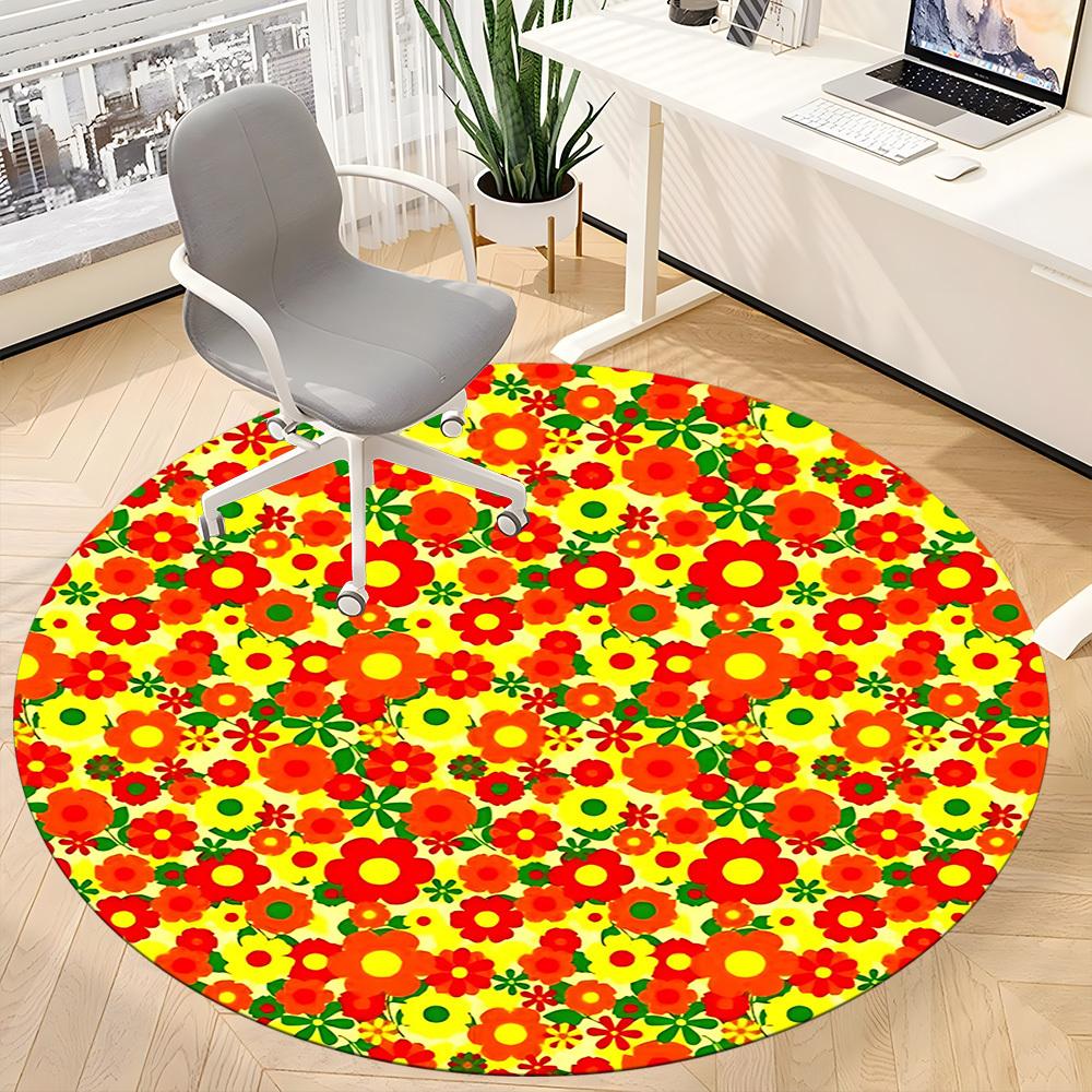 1pc Floral Pattern Chair Carpet for Office Non-Slip, Lightweight, Machine Washable Rug for Office, Room - Holiday Decoryy251016009