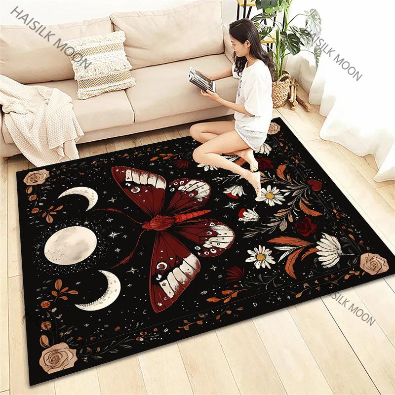 Sun Moon Flowers Tarot Printed Four Seasons Carpet Living Room Bedroom Sofa Office Large Area Decorative Mat Kids Play Rugs Gift