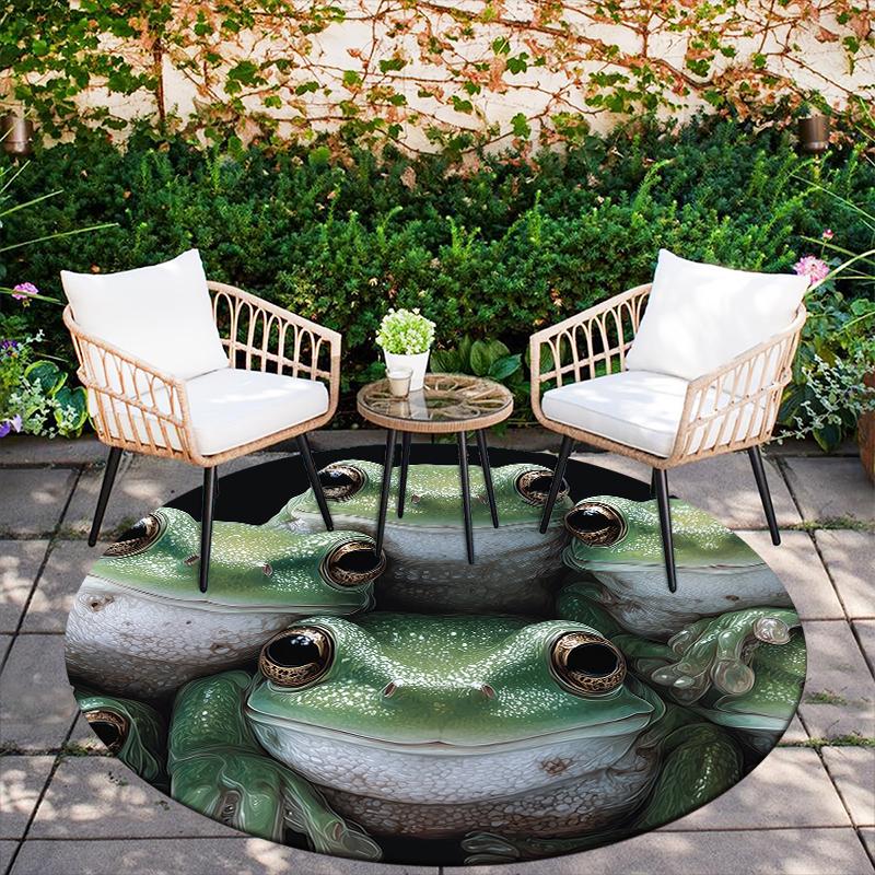 Frog pattern round rug,Carpet Rug for Living Room Bedroom Sofa Playroom Decor,Non-slip Floor Mat,Holiday Gifts and Birthday Gifts
