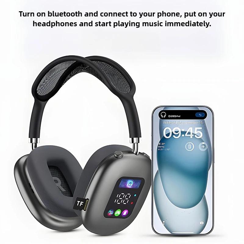 Head-mounted Touch Screen Earphones Digital Display Screen Noise Cancellation Casque Bluetooth Headphones