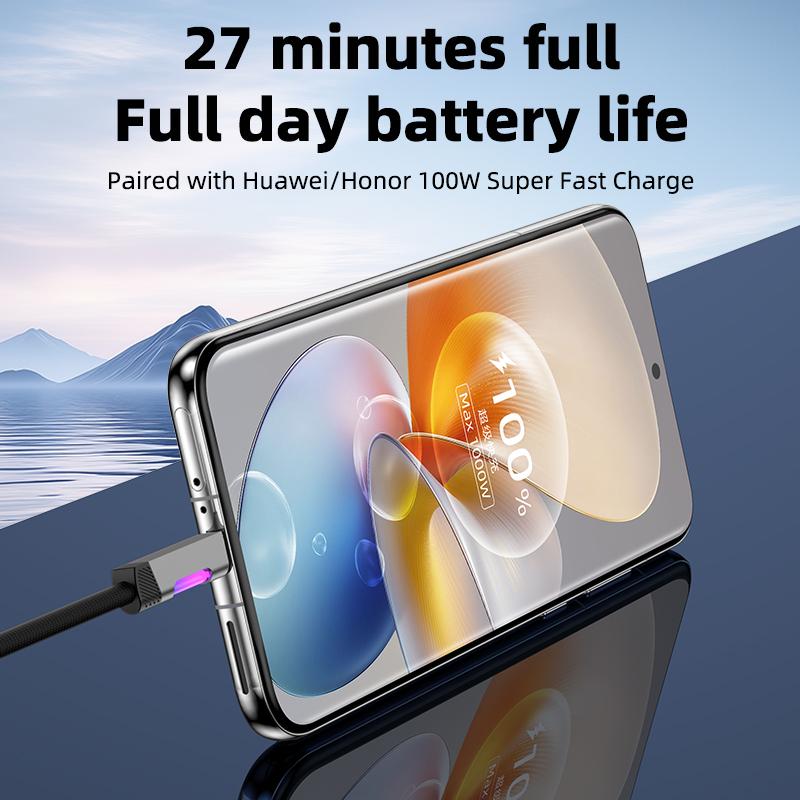 100W USB C Super Fast Charging Cable with RGB Breathing Light Type C toType C Quick Charge Cord for iPhone Huawei Samsung Xiaomi