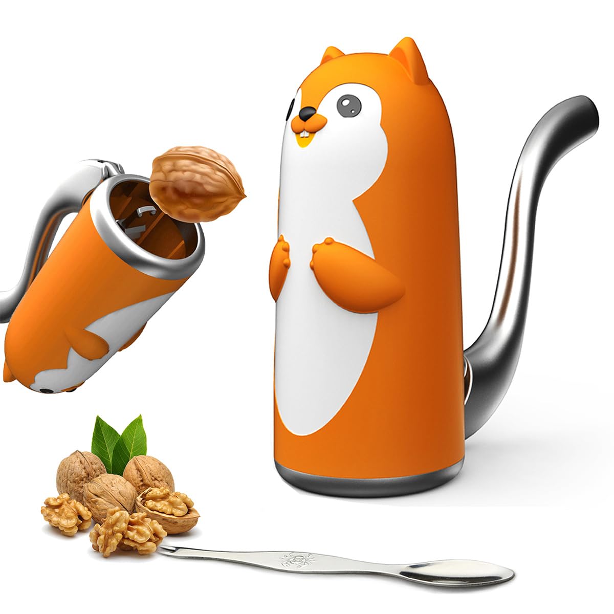 

Squirrel-shaped nutcracker, suitable for pecans, hazelnuts, and almonds. Made of sturdy zinc alloy. Cute design. Perfect for gifts. Yellow.