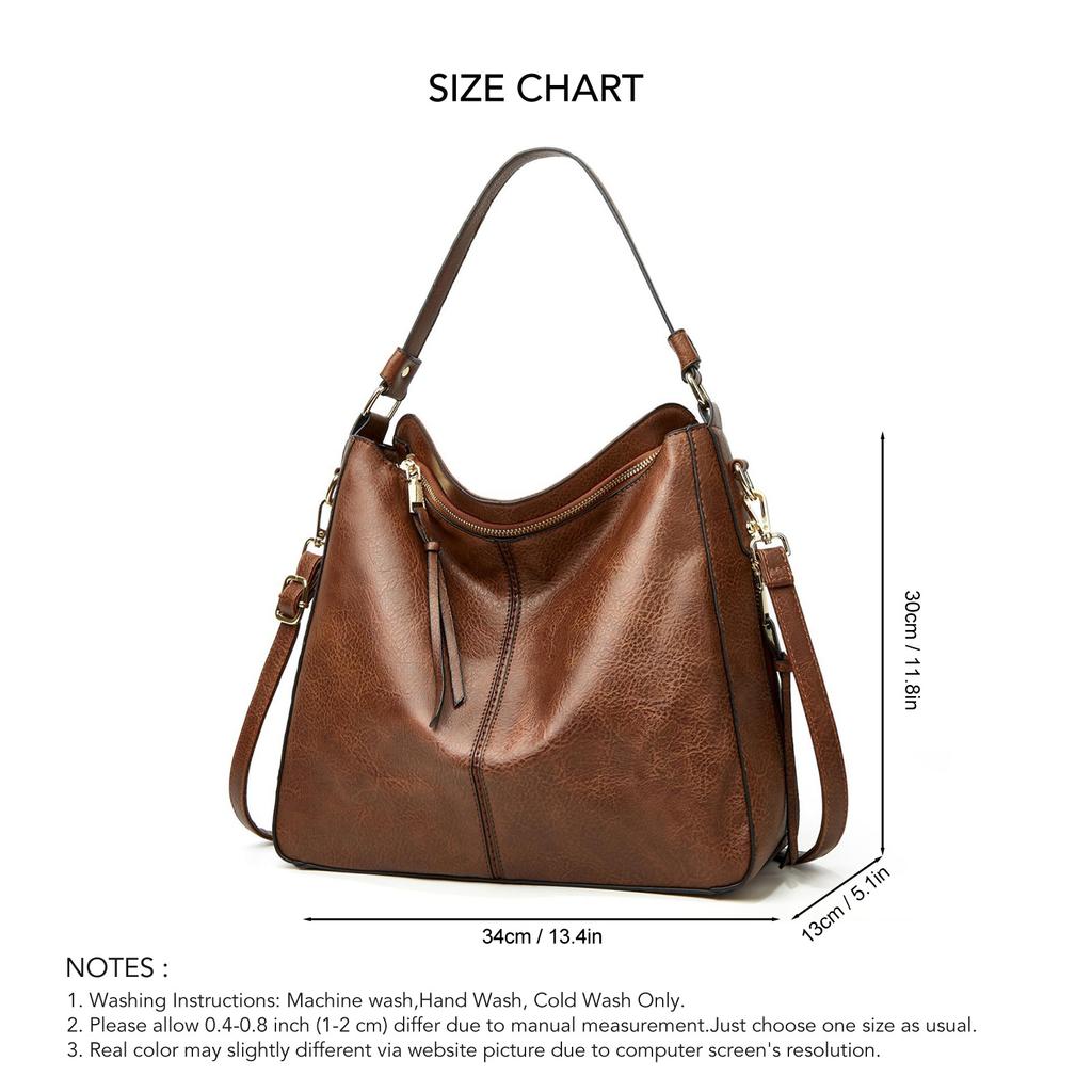 Women Shoulder Handbag Fashionable Portable PU Leather Lady Purse for Work Shopping Travel Coffee Color One Size