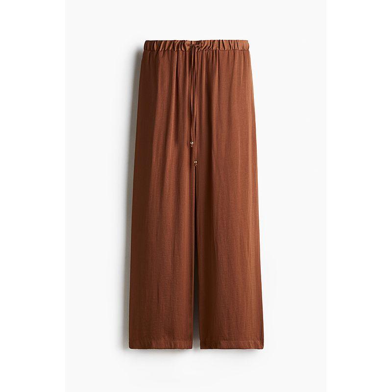 

HM Women clothes Casual Pants 2025 Summer New Fashion Trendy Soft Temperament Drawstring Wide Leg Pants 1262105 Brown 150/60