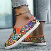 Vibrant Style Retro Chic Women's Casual Sneakers - Colorful Paisley Print, Lightweight Fabric, All-Season Comfortable Shoes, Slip-On Casual Flats