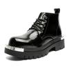 mens fashion punk hip hop platform boots black stylish genuine leather shoes cowboy ankle boot handsome motorcycle botas hombre