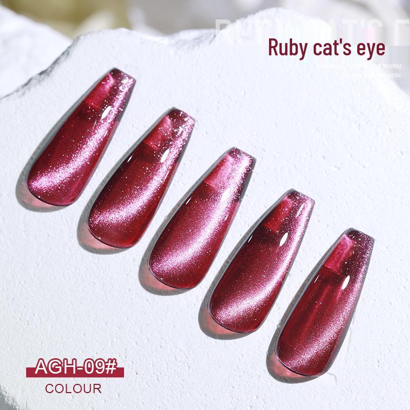 AS New Gem Red Cat Eye Gel Polish - Autumn/Winter 2022 Dynamic Crushed Diamond Crystal Cat Eye Nail Art