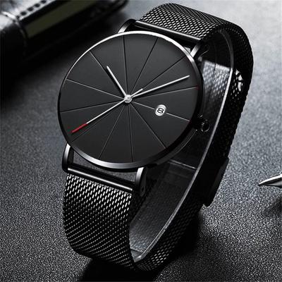 Watches for Men Luxury Fashion Mens Business Watch Ultra Thin Thin Stainless Steel Mesh Belt Quartz Wrist Watch Reloj Hombre
