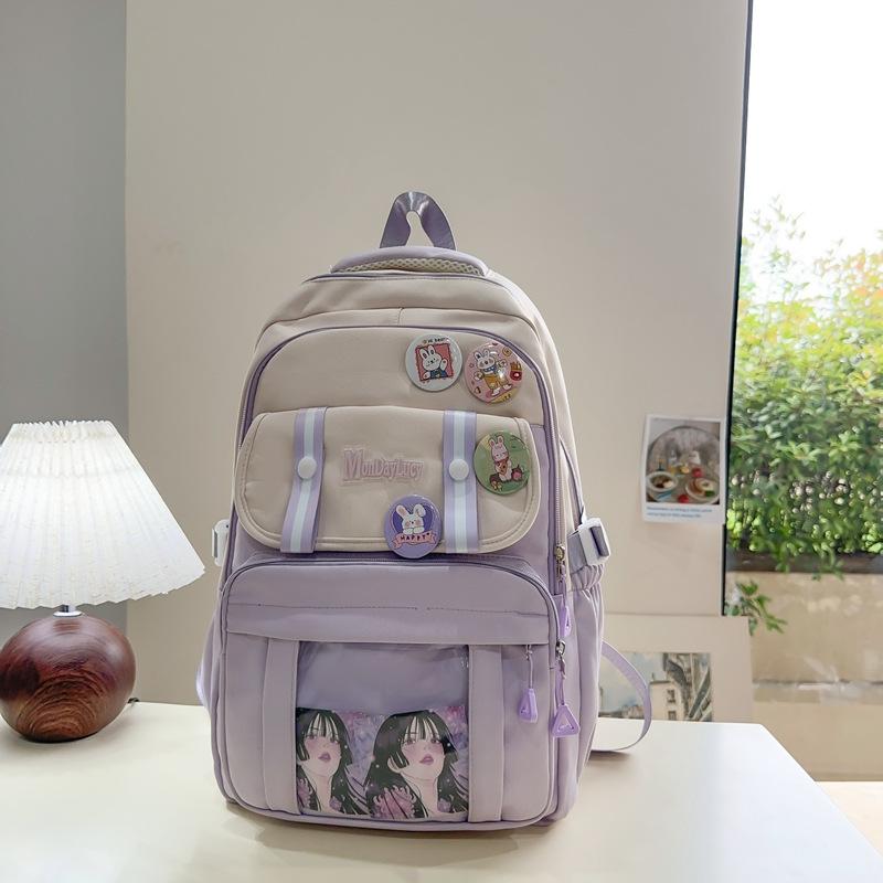 Large-capacity backpack, new high-value college style, fresh, sweet and cute, junior high school students