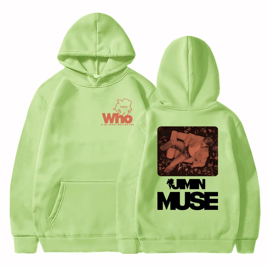 Who Is My Heart Waiting for Jimin Muse Hoodies Korean Fashion Band Hip Hop Sweatshirts for Winter/Fall Women Hoodie Graphic Tops