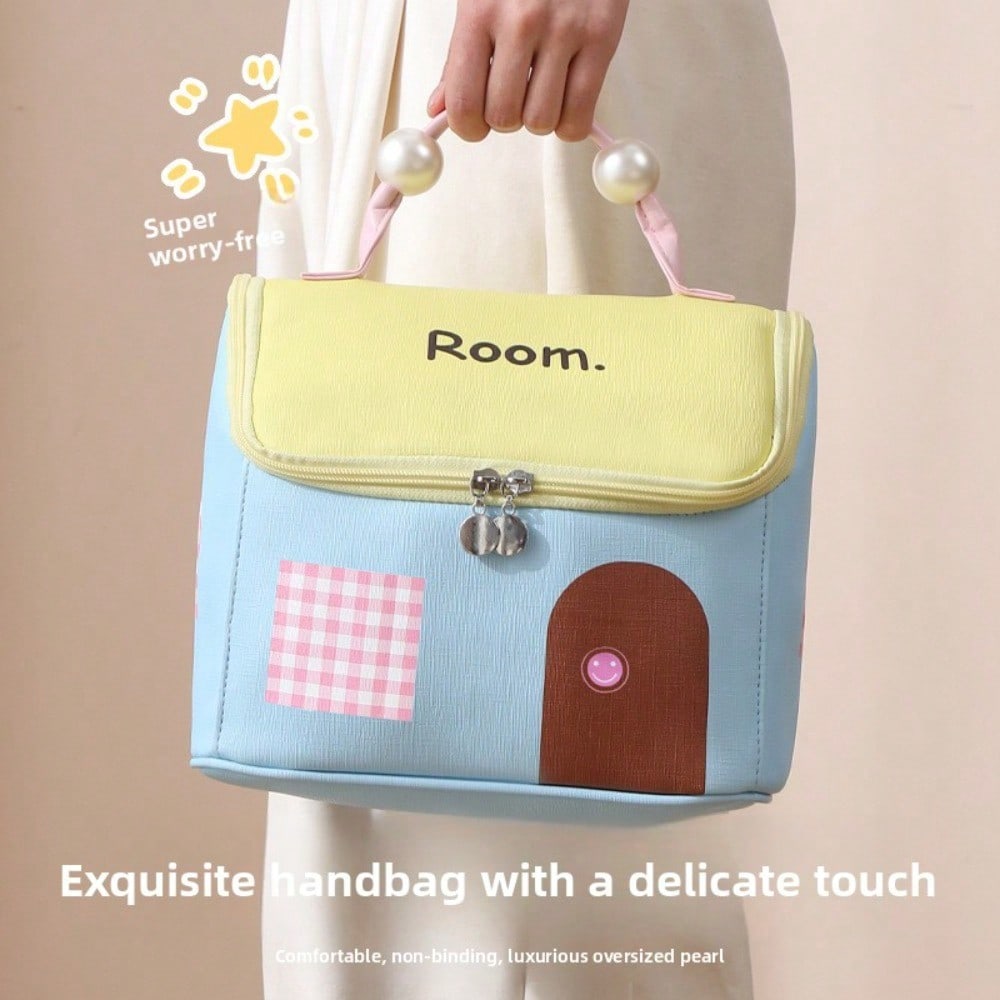 Small house cosmetic bag travel waterproof portable cosmetics storage bag fashionable cute portable partition toilet bag