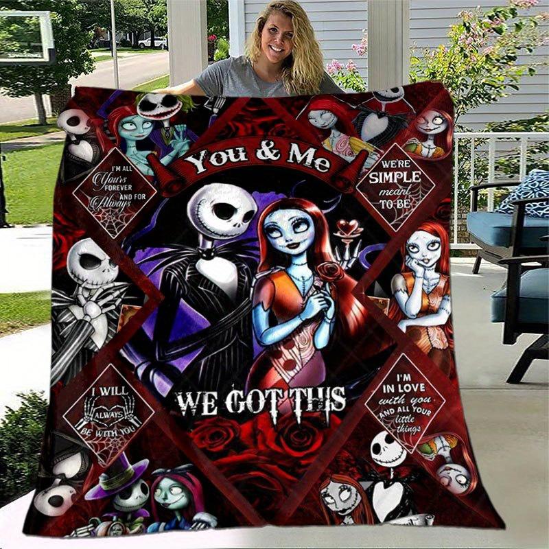 1pc Jack Skellington Printing Flannel Blanket Ideal for Travel Sofa Beds and Home Decor Ideal Birthday or Holiday Gift Available for All Sea