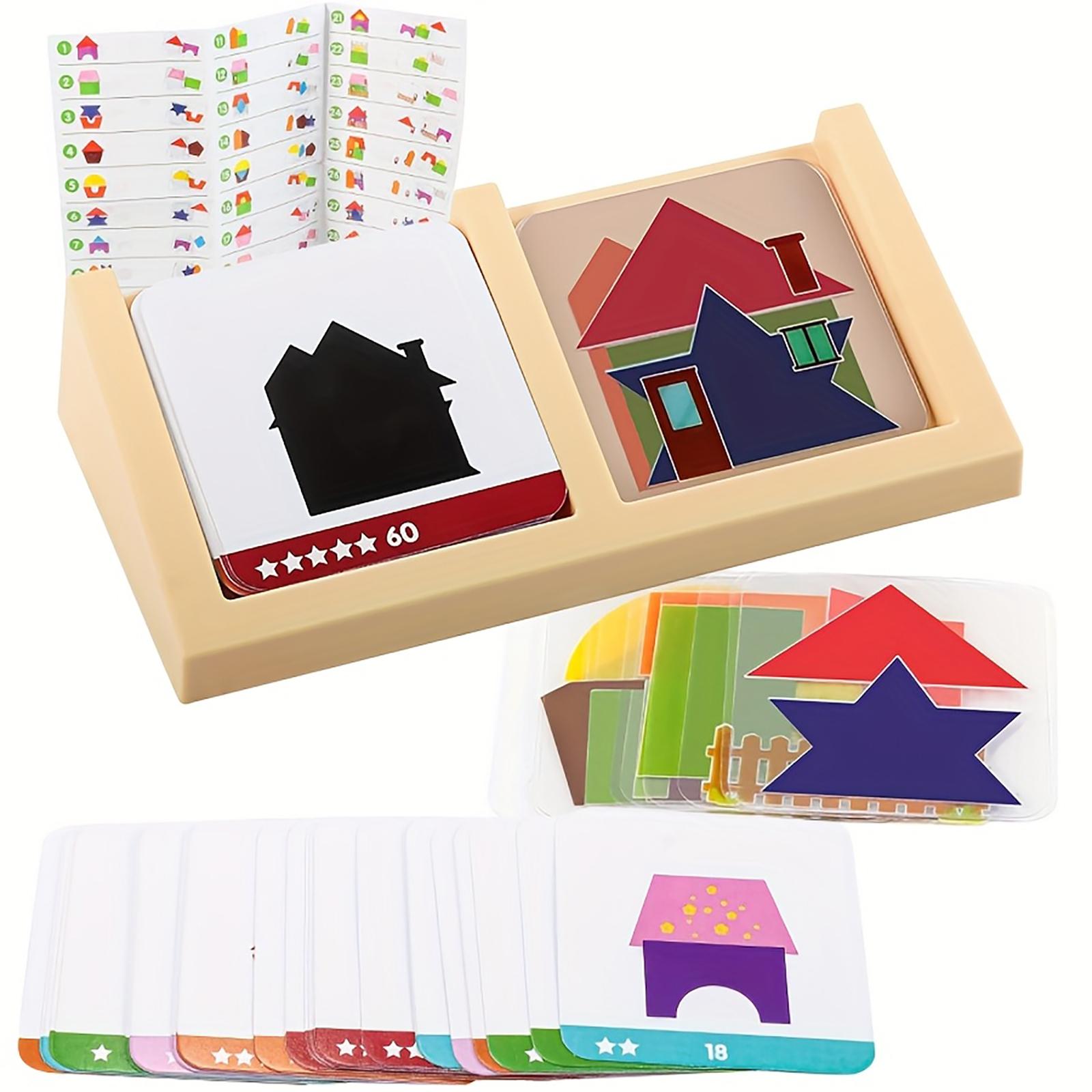 

15 Transparent Cards For Kids Exclusive House Design Puzzle Toy, Thinking Training Focus Game, Parent-Child Interactive Toy. One Size