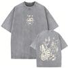 Washed Vintage Anime Jojo Bizarre Adventure Tshirt Retro Manga Giorno Giovanna T Shirts Men Casual Cartoon Oversized Tshirts
