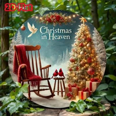 Christmas In Heaven Rustic Metal Sign Wall Art Decor for Home Farmhouse Shop