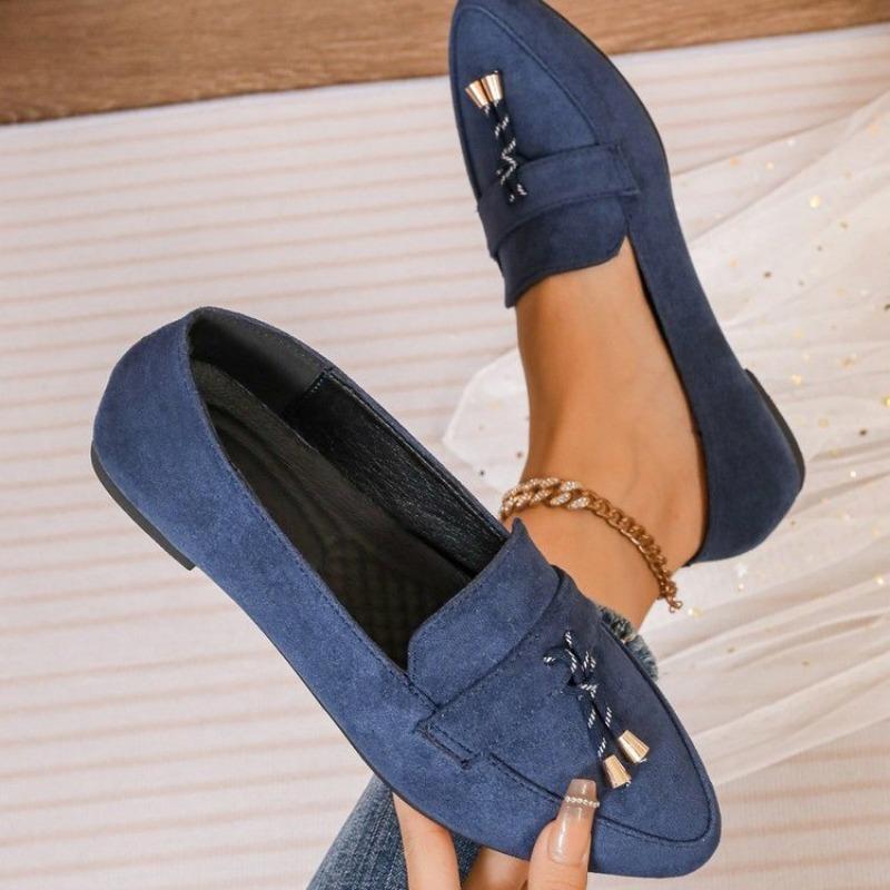 Large size women's autumn new one-pedal lazy shoes retro breathable beanie shoes flat single shoes