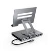 iPad Pro USB C Hub Stand, Foldable Design 360° Rotatable Multiport Docking Station, 9 In 1 Adapter with LAN 4K HD SD/TF USB 3.0