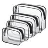 Set of Four Large PVC Toiletry Bags - Transparent, Waterproof, Dustproof, Zippered.