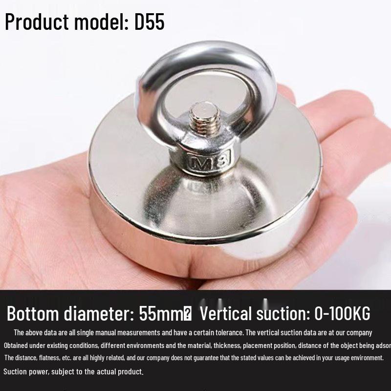 Round High-Strength Neodymium Fishing Magnet with Suction Cup Eyebolt