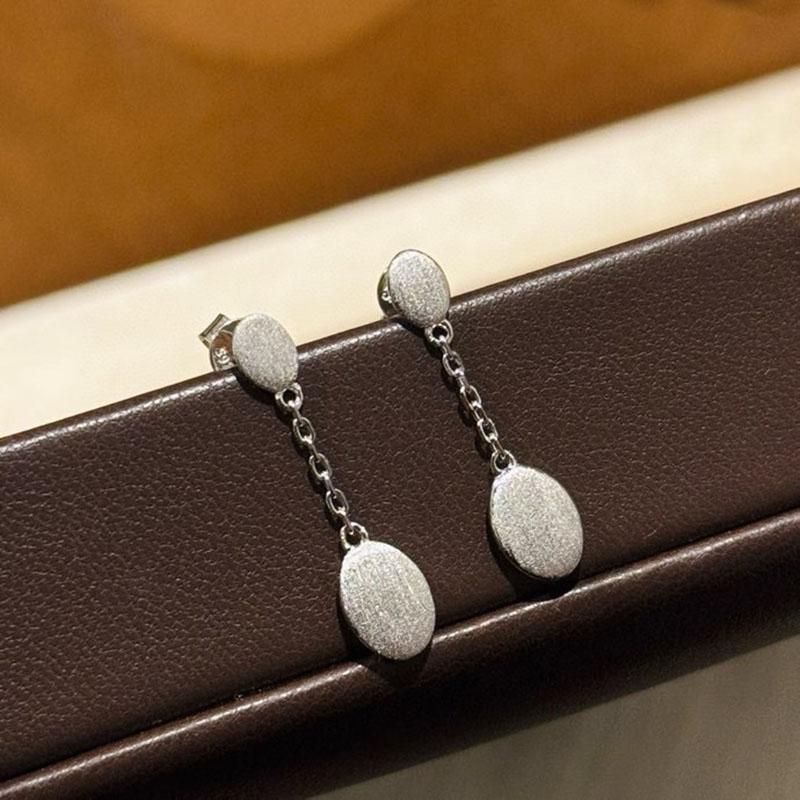 

New Vintage 100% Pure 925 Sterling Silver Earrings Small Pea Shape Frosted Drop Earring For Women Luxury Fine Jewelry