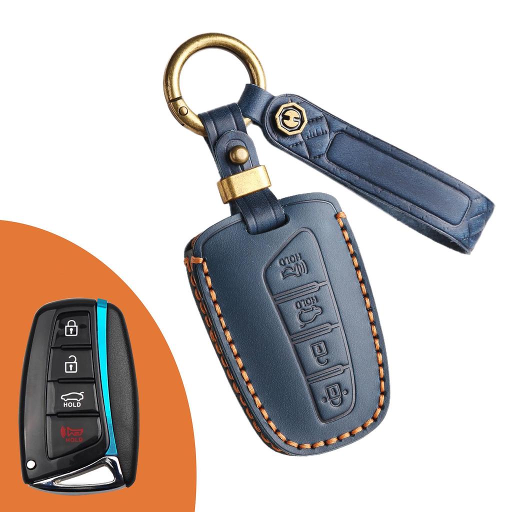 Moderne IX45 Handgefertigte Schlüsselhülle aus Rindsleder - Kreative Schutzhülle mit Schnalle