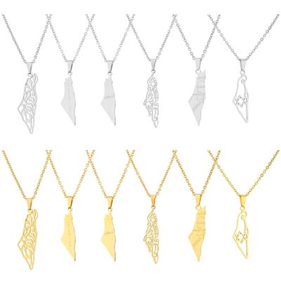 ISR and PS Map Necklace for Men Women Stainless Steel Gold Silver Color Pendant Necklaces Neckchain Jewelry