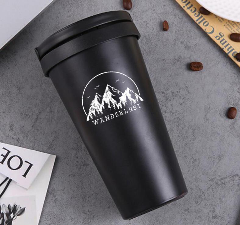 Kreativní izolovaný cestovní hrnek z nerezové oceli s uchem