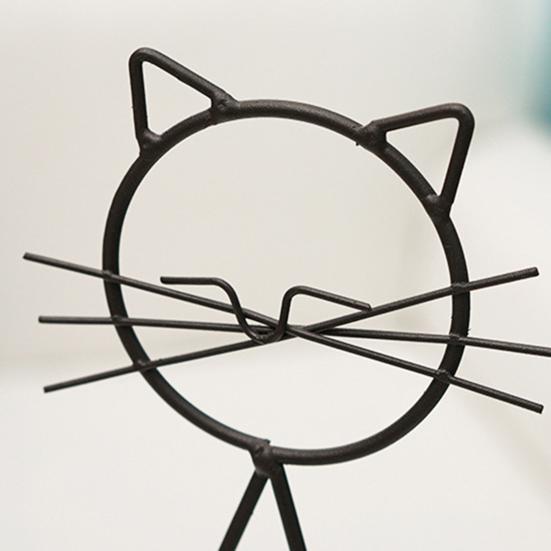 Decorative Ornament, Cat-Shaped Rust-Proof Iron Bracket with Transparent Glass Vase for Hydroponic Plants Desktop Decoration