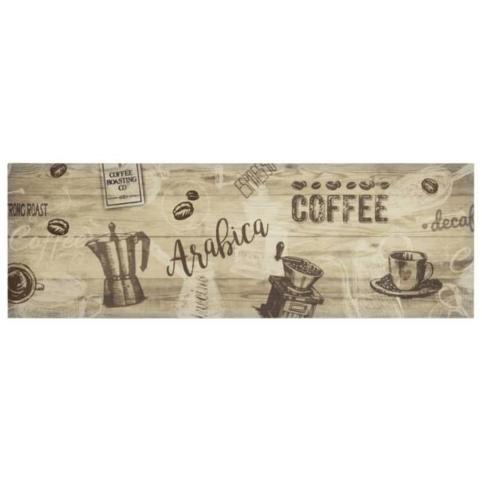 VidaXL Washable Kitchen Mat Printed Coffee, Non-Slip Doormat, Floor Mat, Mat In Front of Sink, Modern, Brown 4005579