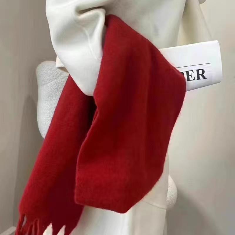 Korean Style Plaid Mohair Scarf - Women's Winter Imitation Cashmere Shawl