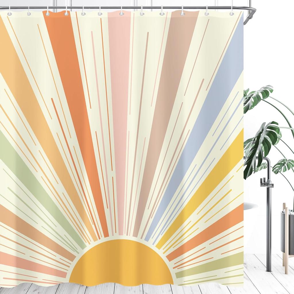 Spa Modern Shower Curtain Black White Blue Abstract Shower Curtain Set for Bathroom Tree Stone Men Waterproof Bathtub Curtain
