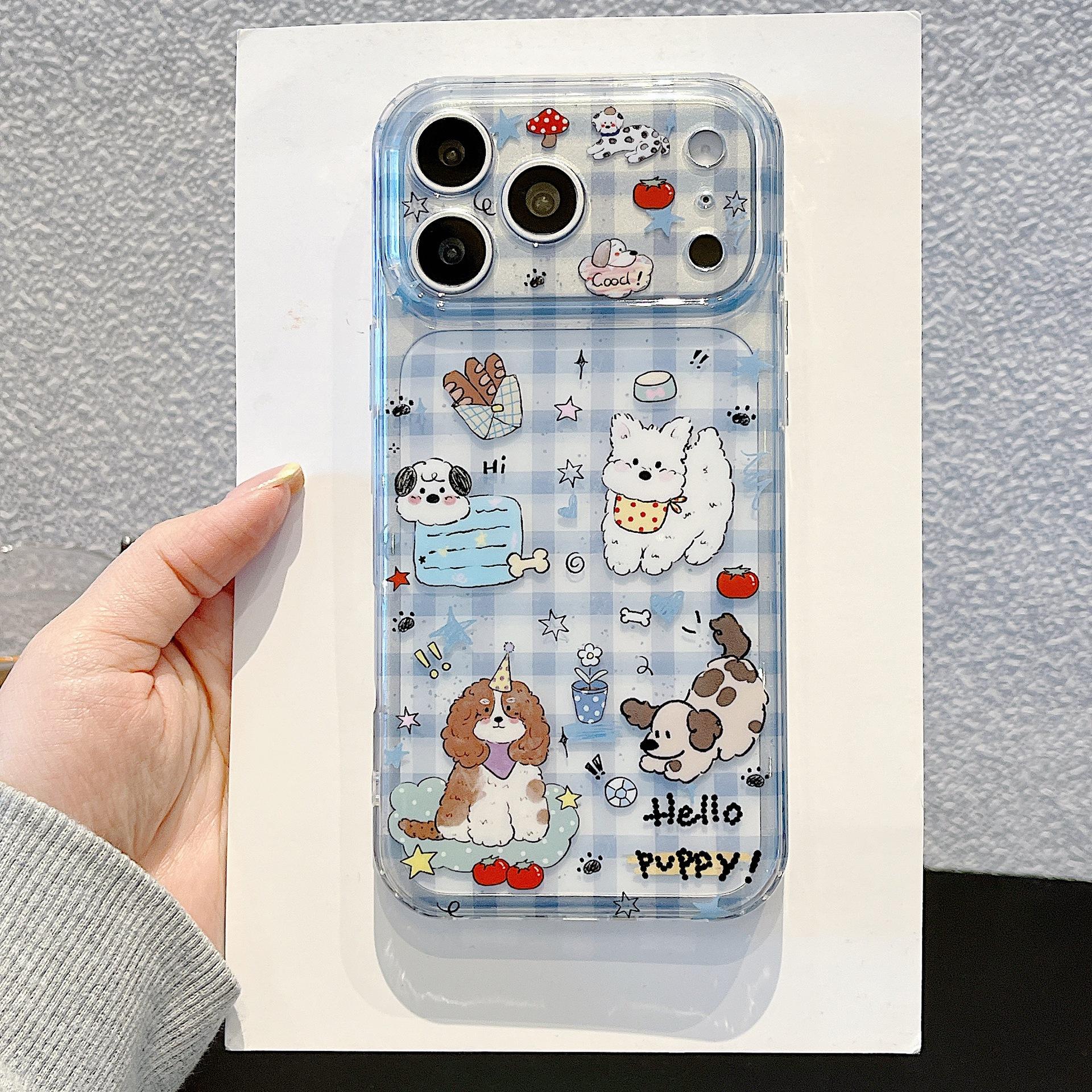 

Double-sided imd cute plaid dog suitable for iPhone17promax mobile phone case Apple 16 protective case anti-drop iPhone 17 PROMAX